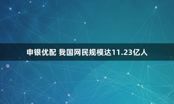 申银优配 我国网民规模达11.23亿人